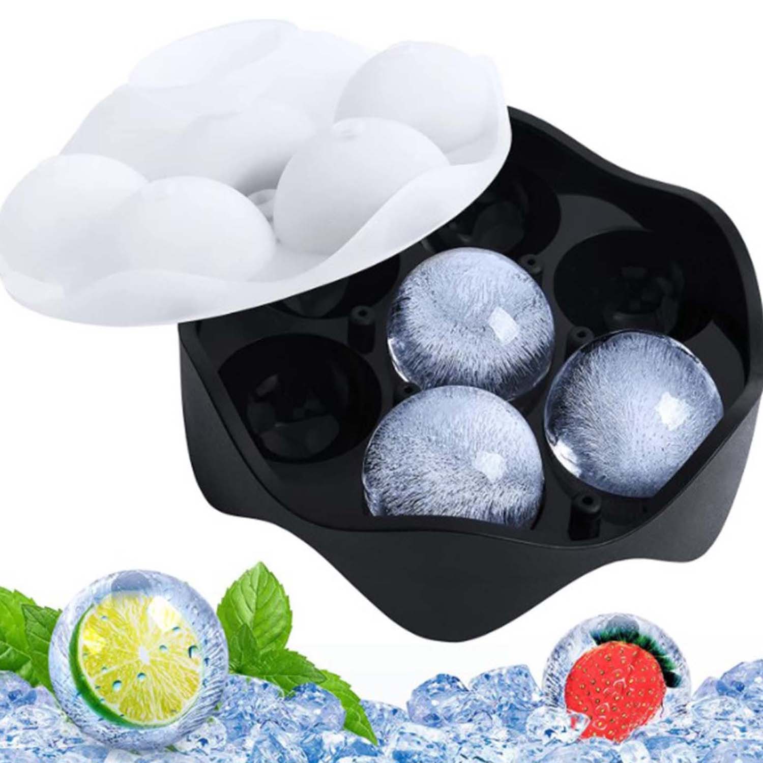 Large Sphere Ice Mold Tray - Whiskey Ice Sphere Maker - Makes 1.8 / 4.5cm  Ice Balls - Flexible